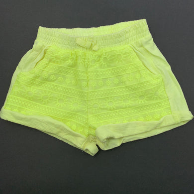 Girls Zara, bright yellow shorts, elasticated, care labels removed, GUC, size 0,  