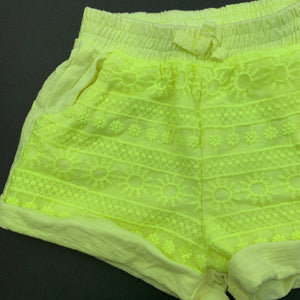 Girls Zara, bright yellow shorts, elasticated, care labels removed, GUC, size 0,  