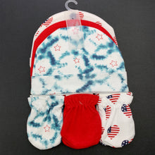 Load image into Gallery viewer, unisex Baby Kiss, set of 3 hats &amp; mittens, USA, NEW, size 000,  