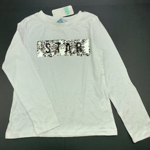 Girls Tilii, white cotton long sleeve top, Super Star, NEW, size 10,  