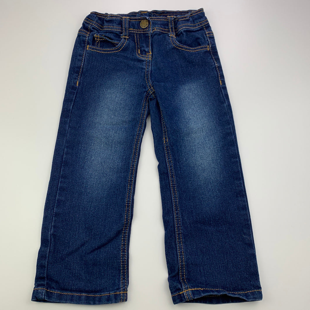 Girls Target, dark stretch denim jeans, adjustable, Inside leg: 37.5cm, GUC, size 3,  