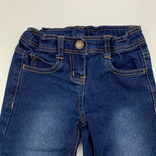 Load image into Gallery viewer, Girls Target, dark stretch denim jeans, adjustable, Inside leg: 37.5cm, GUC, size 3,  