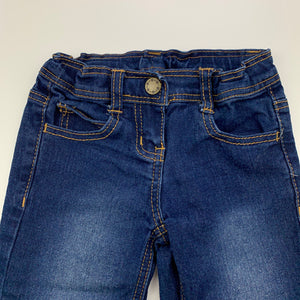 Girls Target, dark stretch denim jeans, adjustable, Inside leg: 37.5cm, GUC, size 3,  