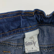 Load image into Gallery viewer, Girls Target, dark stretch denim jeans, adjustable, Inside leg: 37.5cm, GUC, size 3,  