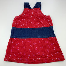 Load image into Gallery viewer, Girls Osh Kosh, vintage floral corduroy overalls dress / pinafore, FUC, size 1, L: 49cm