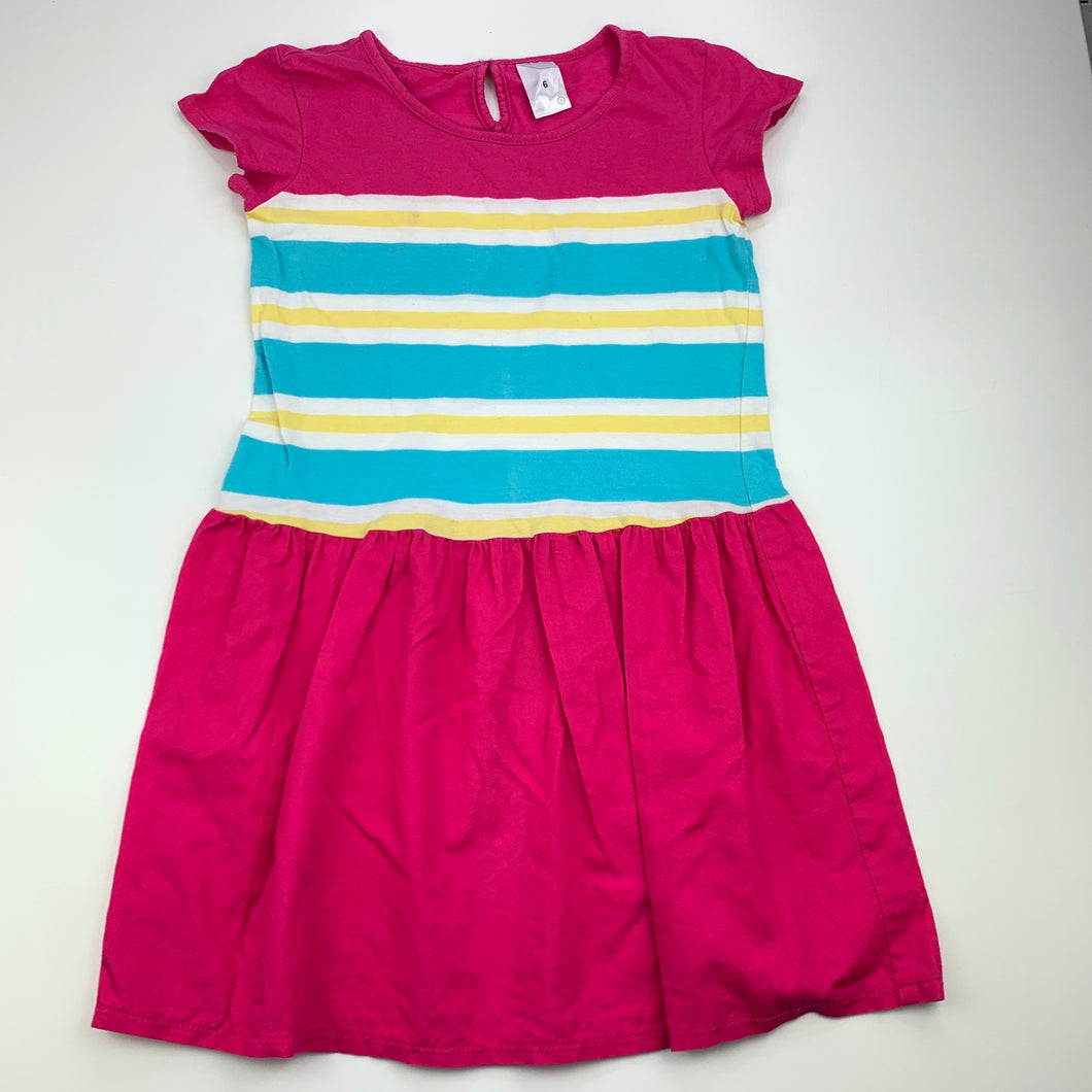 Girls Target, colourful cotton casual dress, FUC, size 6, L: 61cm