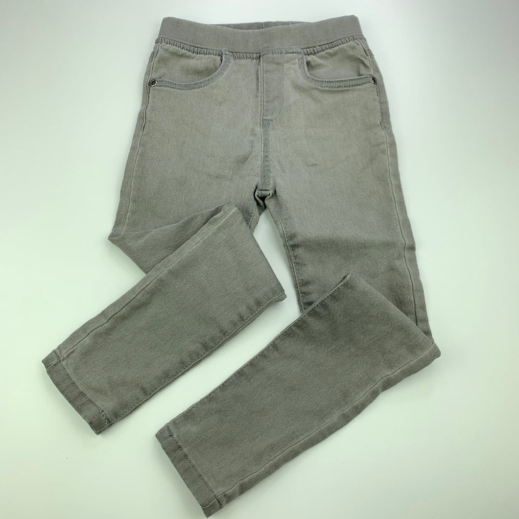 Girls 1964 Denim Co, grey stretch denim leggings / jeggings, elasticated, Inside leg: 46.5cm, GUC, size 6,  