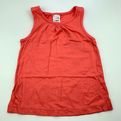 Girls Tiny Little Wonders, coral cotton singlet / tank top, EUC, size 1,  
