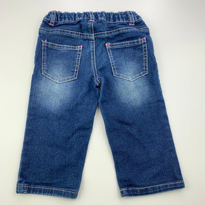 Girls H&T, cropped stretch denim jeans, adjustable, inside leg 25 cm, GUC, size 3,  