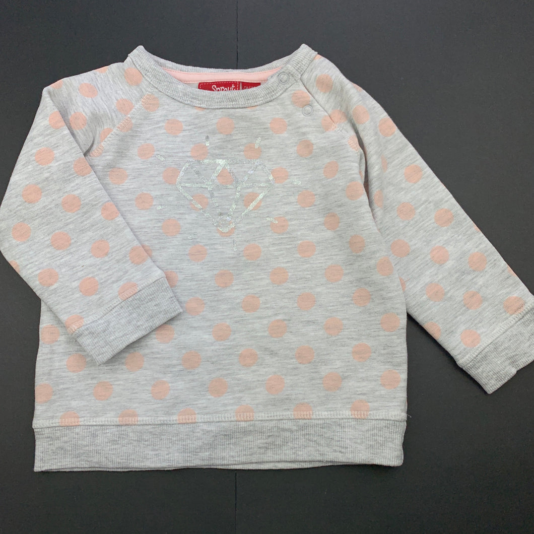 Girls Sprout, fleece lined sweater, jumper, diamond, EUC, size 0,  