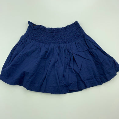 Girls H&T, navy lined cotton skirt, elasticated, GUC, size 1,  