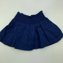 Load image into Gallery viewer, Girls H&amp;T, navy lined cotton skirt, elasticated, GUC, size 1,  