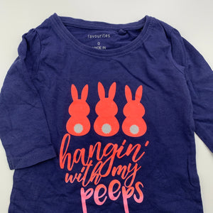 Girls Favourites, navy cotton long sleeve t-shirt / top, EUC, size 0,  