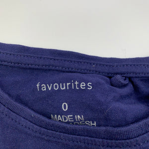 Girls Favourites, navy cotton long sleeve t-shirt / top, EUC, size 0,  