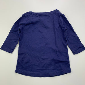 Girls Favourites, navy cotton long sleeve t-shirt / top, EUC, size 0,  