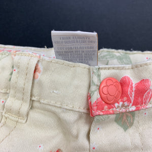 Girls Target, floral stretch cotton pants, adjustable, mark front right leg, FUC, size 00,  