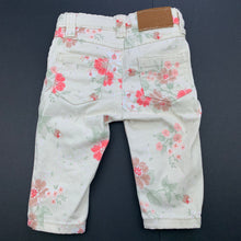 Load image into Gallery viewer, Girls Target, floral stretch cotton pants, adjustable, mark front right leg, FUC, size 00,  
