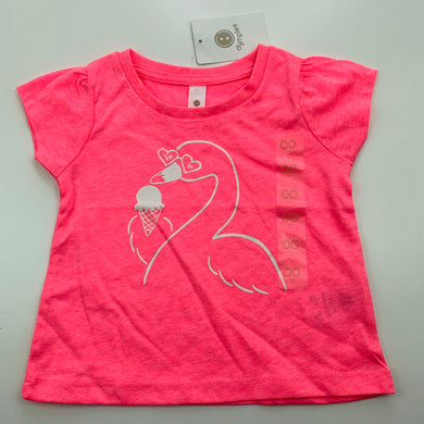 Girls Dymples, bright pink t-shirt / top, swan, NEW, size 00,  