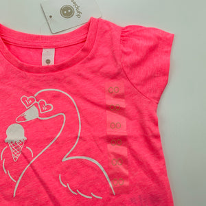 Girls Dymples, bright pink t-shirt / top, swan, NEW, size 00,  