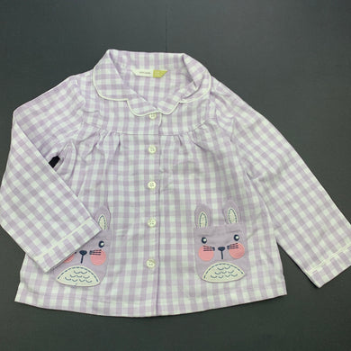 Girls John Lewis, checked cotton pyjama shirt / top, EUC, size 1,  