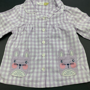 Girls John Lewis, checked cotton pyjama shirt / top, EUC, size 1,  