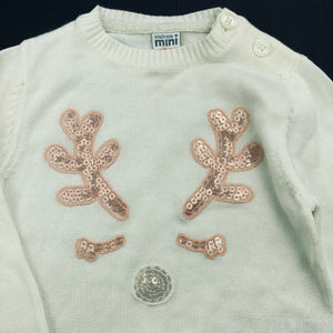 Girls Waitrose, lightweight knitted cotton Christmas sweater / jumper, FUC, size 1,  
