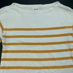 Girls Seed, striped cotton boat-neck top, wash fade, light marks, FUC, size 9,  