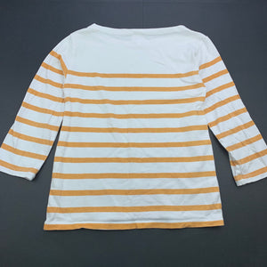 Girls Seed, striped cotton boat-neck top, wash fade, light marks, FUC, size 9,  