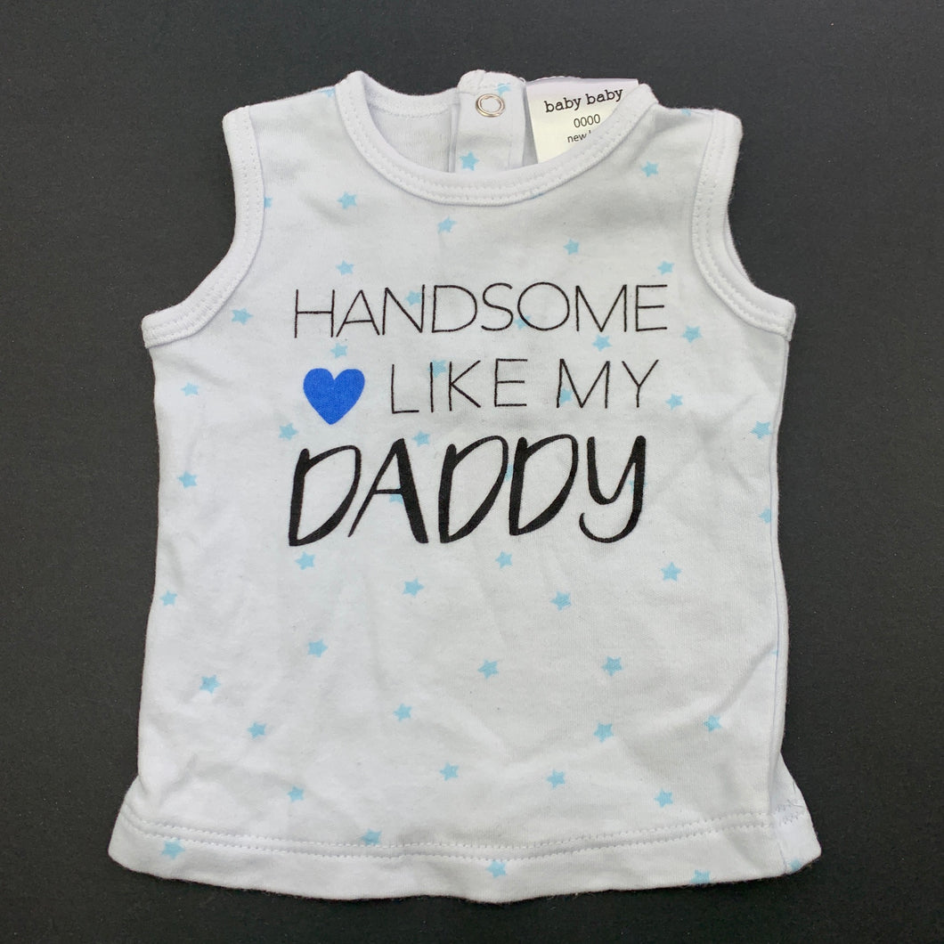 Boys Baby Baby, cotton singlet / tank top, daddy, GUC, size 0000,  