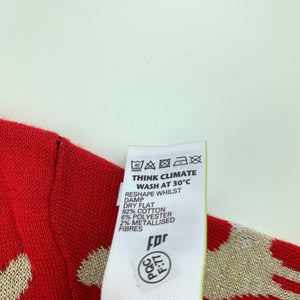 Girls M&S, red knitted sweater / jumper, deer, EUC, size 00,  