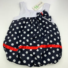Load image into Gallery viewer, Girls Spunky Kids, navy &amp; white lightweight bubble dress, NEW, size 2, L: 44cm