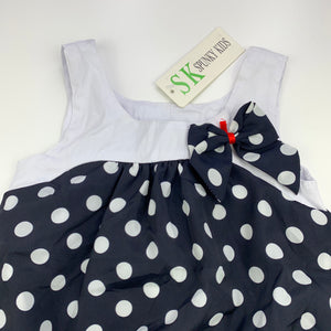 Girls Spunky Kids, navy & white lightweight bubble dress, NEW, size 2, L: 44cm