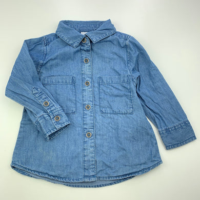 Girls Kids & Co, chambray cotton long sleeve shirt, GUC, size 1,  