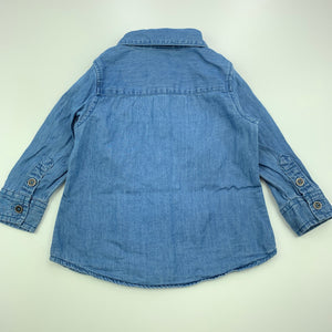Girls Kids & Co, chambray cotton long sleeve shirt, GUC, size 1,  