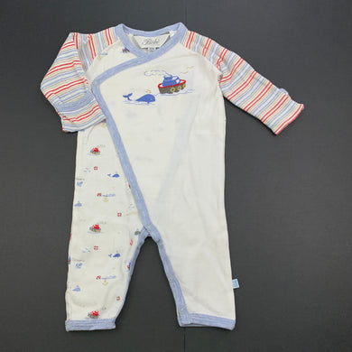 Boys Bebe by Minihaha, cotton romper, whales, GUC, size 000,  