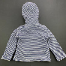 Load image into Gallery viewer, Girls Debenhams, reversible white/navy stripe cotton hooded top, GUC, size 0,  
