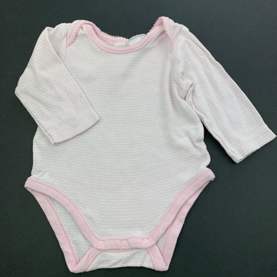 Girls Dymples, pink stripe cotton bodysuit / romper, FUC, size 000,  