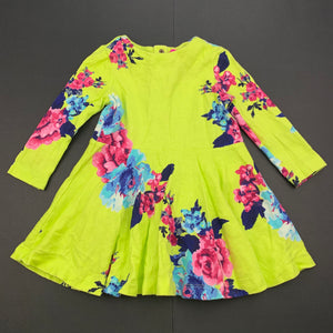Girls Joules, floral cotton long sleeve casual dress, GUC, size 0, L: 40cm
