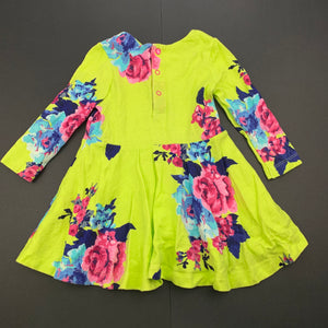 Girls Joules, floral cotton long sleeve casual dress, GUC, size 0, L: 40cm
