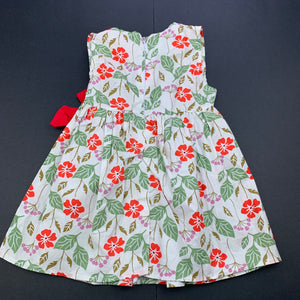 Girls lightweight, floral cotton dress, no labels, armpit to armpit: 23cm, GUC, size 0, L: 41cm