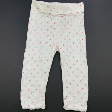 Girls H&M, white leggings / bottoms, cherries, GUC, size 0,  