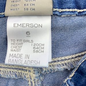 Girls Emerson, blue stretch denim shorts, adjustable, EUC, size 6,  