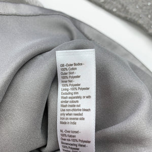 Girls Monsoon, grey cotton & tulle party dress, GUC, size 1, L: 46cm