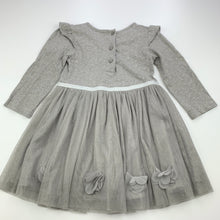 Load image into Gallery viewer, Girls Monsoon, grey cotton &amp; tulle party dress, GUC, size 1, L: 46cm
