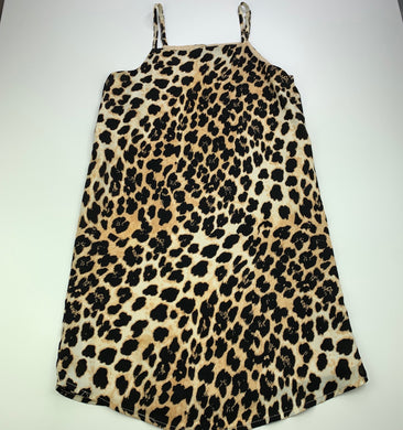 Girls Bardot Junior, lined leopard print party dress, GUC, size 10, L: 76cm