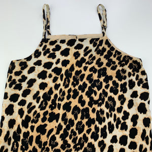 Girls Bardot Junior, lined leopard print party dress, GUC, size 10, L: 76cm