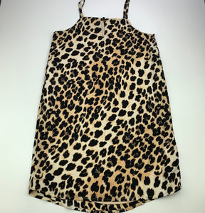 Girls Bardot Junior, lined leopard print party dress, GUC, size 10, L: 76cm