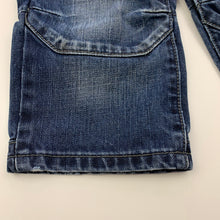 Load image into Gallery viewer, Boys ABCD Industrie, dark denim jeans, adjustable, wear on cuffs, FUC, size 0,  