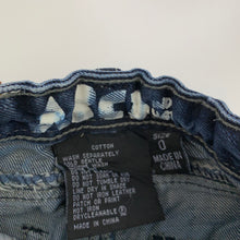 Load image into Gallery viewer, Boys ABCD Industrie, dark denim jeans, adjustable, wear on cuffs, FUC, size 0,  