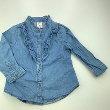 Load image into Gallery viewer, Girls H&amp;T, chambray cotton long sleeve shirt, GUC, size 1,  